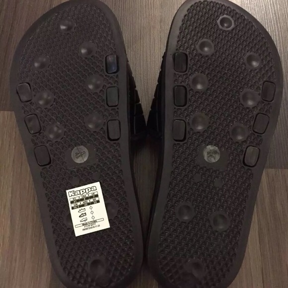 Kappa Black Sandals Bath Flip Flop Soccer Slides - Picture 5 of 6